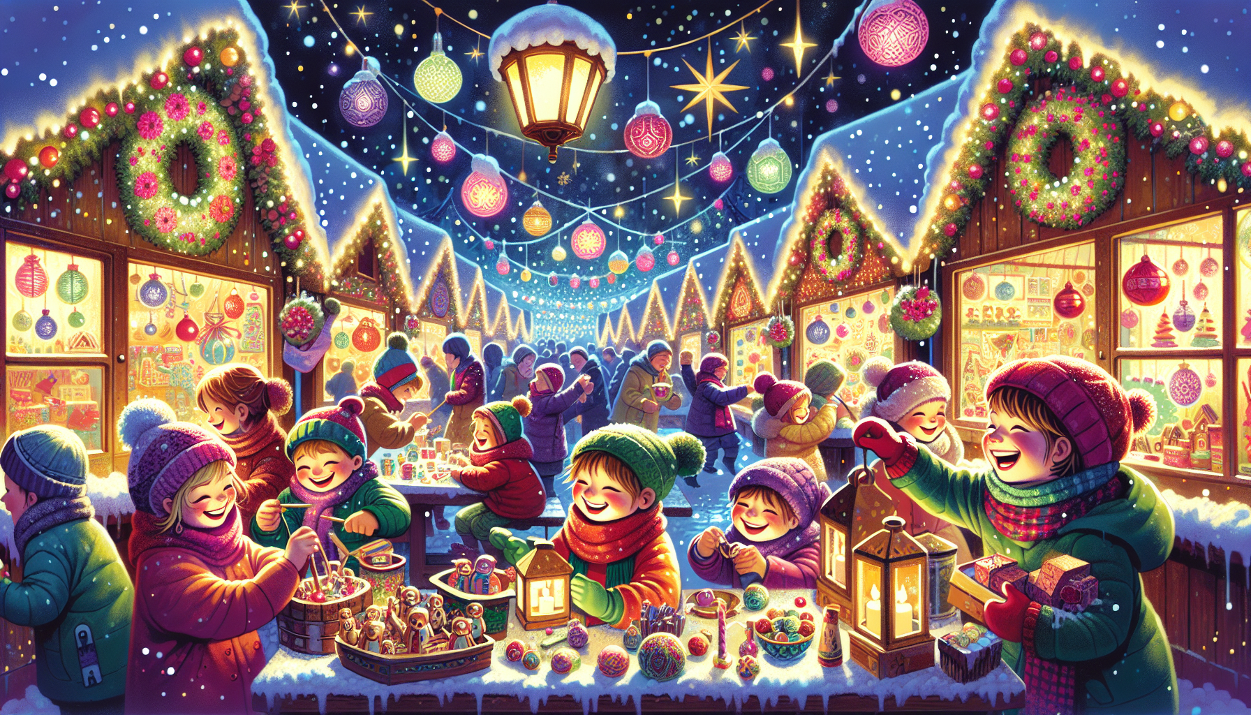Das Kinderprogramm auf dem Christkindlmarkt mit fröhlichen Kindern.