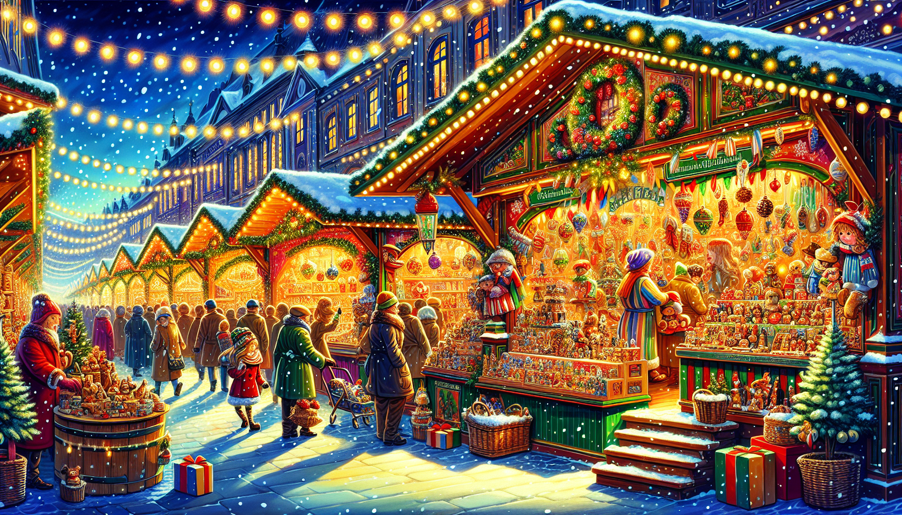 The nativity scene market at Alter Peter with traditional Christmas items.